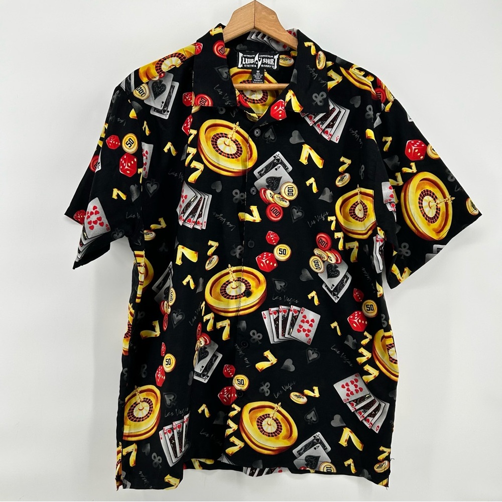 Steve & Barry’s Club Shirt Men Medium Short Sleeve Vegas Dice Poker‎ Night